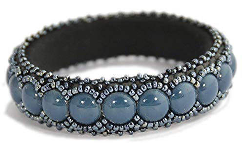 Bracelet bangle gris en perles de porcelaine pour vos tenues d'été