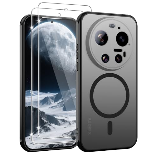 Jshru für Xiaomi 17 Ultra Hülle Kompatibel mit Magsafe mit 2 Stück HD-Schutzfolie Dünn Magnetisch Handyhülle Militär Stoßfest Schutzhülle Kratzfest Mattierte Case für Xiaomi 17 Ultra Schwarz