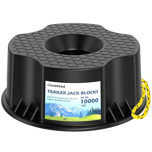 Trailer Jack Block 1 Pack Heavy Duty Camper Jack Pads UV Resistant Up to 10 000 lbs Leveling Block for Trailer Tongue Jack 5th Wheels Black