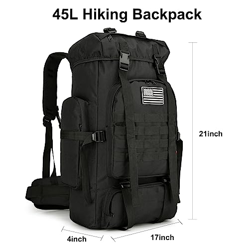 Mochila de Senderismo Militar 45L Negra miniatura 3