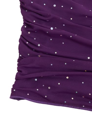Image of Floerns Women's Rhinestone Sleeveless Bandeau Party Corset Sequin Tube Top | Strapless, Glitter, Sparkly, Mesh, Club, Going Out, Concert Outfit Top