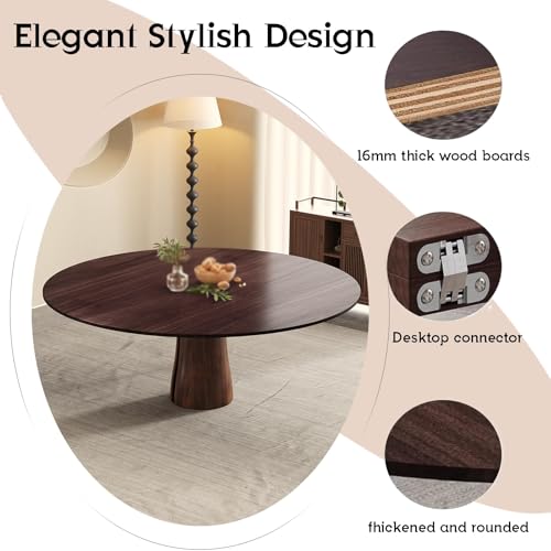 Tavolo pieghevole rotondo in legno da 149,9 cm, per interni ed esterni, espandibile, tavolo di ricambio (160 cm, design slish per intrattenimento e sala da pranzo