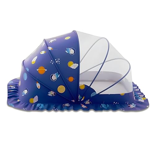 Nakazawa Moskitonetz,Baby Nestchen Tragbar,Ultra-Langlebig, Halbverdunkelnd, Moskitonetz für Bett, Krippennetz mit 10 cm Saumrock, Schlafkapsel (Blau)