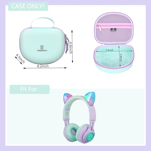 Image of Tourmate Hard Travel Case for Riwbox CT-7 / CT-7S Cat Ear LED Light Kids Wireless Headphones, Protective Carrying Storage Bag