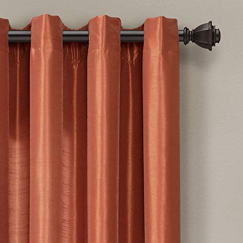 Lush Decor Color Block Prima Window Curtains Panel Set for Living Dining Room, Bedroom (Pair), 54 x 84-inch, 84" x 54", Brown/Rust - Image 2