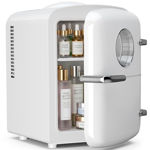 Image of Antarctic Star Compact Mini Fridge, 4L Capacity /6 Cans Portable Cooler and Warmer Compact Refrigerator, for Bedroom,Car,Office and Dorm, Small Cooler and Warmer for Cosmetics, Beverage and Food, White