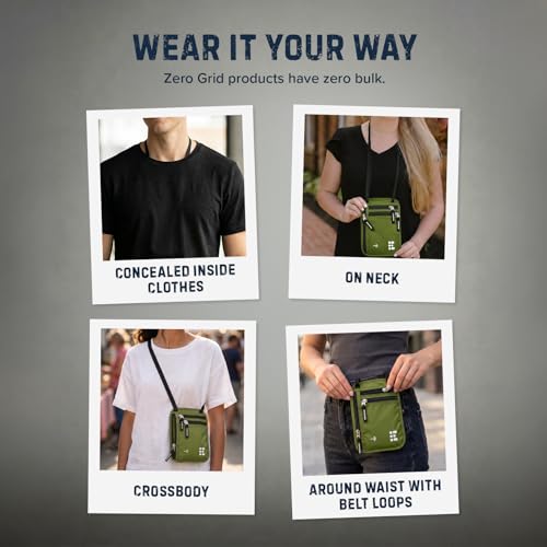 Image of Neck Wallet for Travel & Passport Holder with RFID Blocking - Slim & Easy to Conceal Nylon Travel Pouch for men & women - Holds Phone, Cash, Cards, Keys - Sweat & Water Resistant - Large - Green