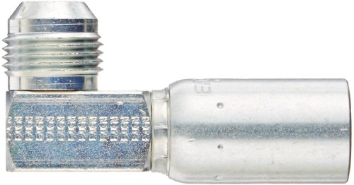 Image of EATON Weatherhead Coll-O-Crimp 06U-X60 90 Degree Male Rigid Elbow Fitting, SAE 37 Degree, Low Carbon Steel, 3 /8 inch Hose ID, 5 /8 inch Tube Size