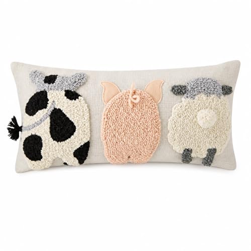 Image of Raised Hook Farm Animal Pillow | Farm Animal Decor, Animal Throw Pillows