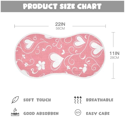 Baby Burp Cloths, Soft Absorbent Burping Cloths for Babies, Cotton Milk Spit Up Rags, Large Size for Newborns, Baby Boys and Girls (Pink Floral Heart)4