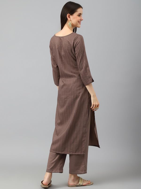 Image of Hritika Women's Cotton Blend Jacquard Woven Kurta with Palazzo Set HRKB0048