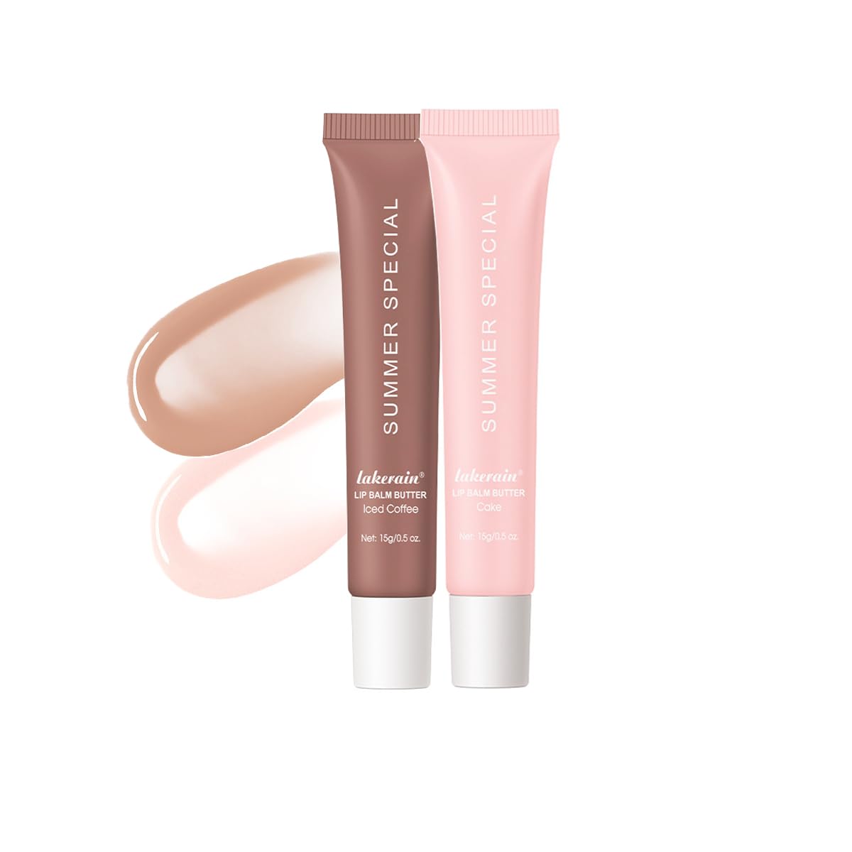 Pakivs2Pcs Tinted Lip Butter Balm,Moisturizing Lip Gloss Butter Non Sticky High Shiny Finish Lip Glow Oil,Soft & Smooth Hydrating Lip Balm for Dry Cracked Lips,Ultra-Nourishing Lip Care