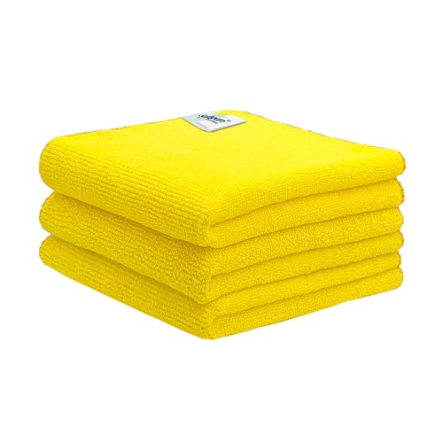 Image of SOFTSPUN Microfiber Cloth - 3 pcs 40x40 cms 340 GSM Yellow Thick Lint & Streak-Free Multipurpose Cloths Automotive Microfibre Towels for Car Bike Cleaning Polishing Washing & Detailing.