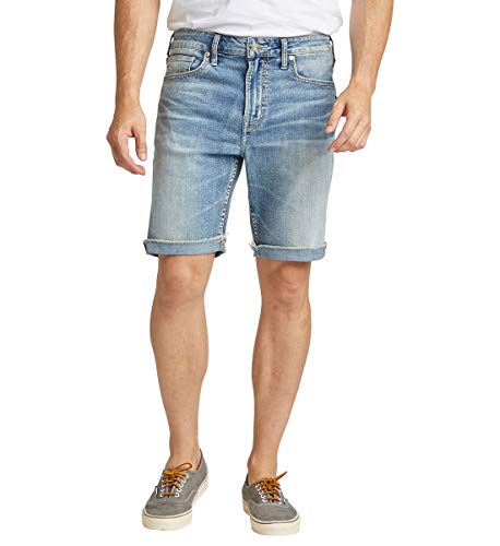 Silver Jeans Co. Men's Allan Classic Fit Shorts, Distressed Medium Wash, 30W
