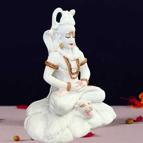 Image of Handicrated Marble Shiv ji Statue Shankar Bhagwan Murti for Home /Temple (5 inchx4 inchx6 inch Inch)