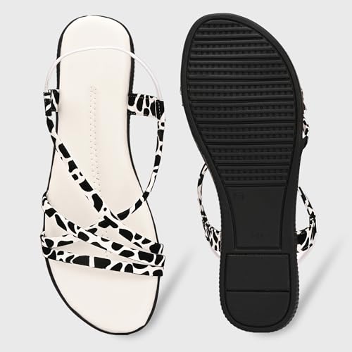 Image of Centrino Women's Sandals | Trendy Stylish Slip-On Open Toe Sandals for Ladies | Animal Print Cross Strap Comfortable Casual Flip-Flop Sandals | Lightweight and Durable Fashion Footwear(9328)
