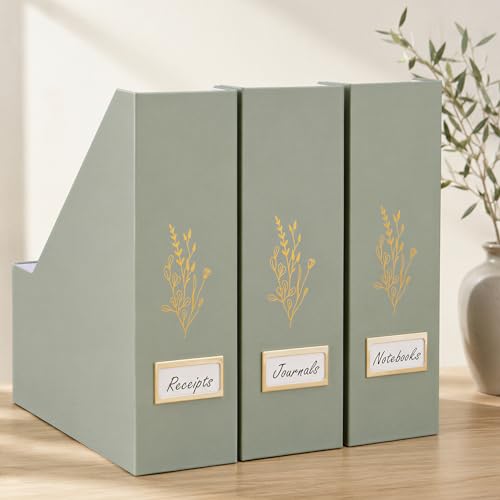 ZICOTO Beautiful Magazine Holder Set Of 3 - Sturdy File Holder to Organize Your Desk Or Shelves - The Perfect Office Storage to Effortlessly Organize Your Paperwork/Files, Magazines, Books Or Binders