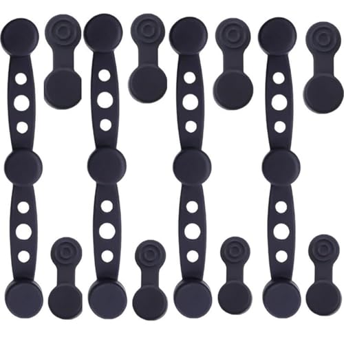 Magnetic Silicone Buckles for Hot Air Fryers, 12 Pieces Magnets for Hot Air Fryer for Baking Paper Liners, Food Grade Silicone, Kitchen Accessories with Long and Short Clips (Black)