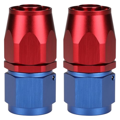Podavelle 10AN Straight Hose End Fitting Swivel Aluminum Blue/Red 2PCS