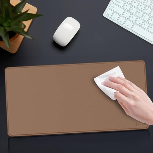Image of Desk Mat 60x30 cm (11 x 23 inch) Khaki | Large Mouse Pad for Office Computer Laptop Keyboard | Waterproof Anti-Slip Rubber Base Desk Mat