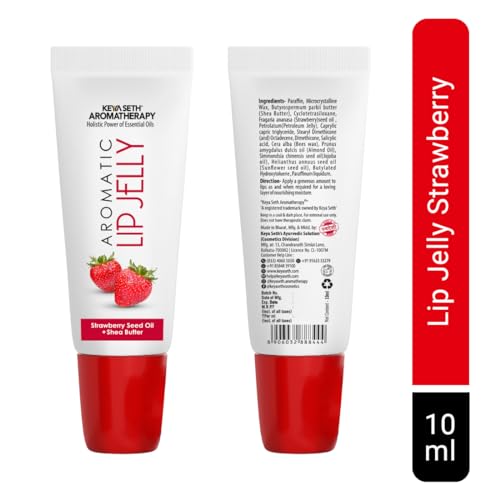 Image of Keya Seth Aromatherapy Aromatic Lip Jelly Strawbery, Tinted Lip Balm, Strawbery Seed Ol) & Shea Butter, Brightening and Moisturizing Dark Lips (Pack Of 3)