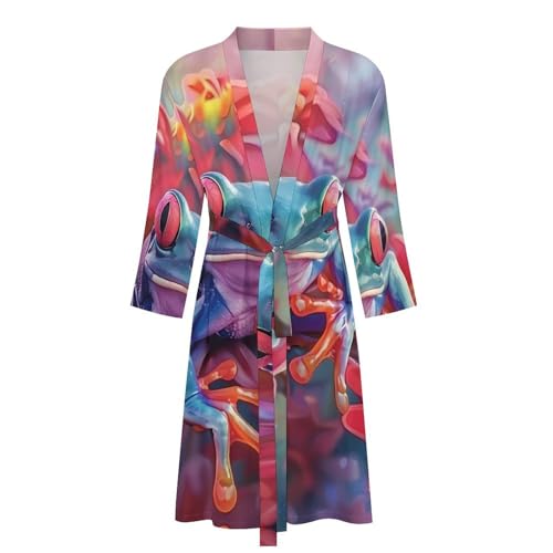 Frog Graphic Men's Soft Robes Lightweight Long Bathrobe Loungewear for Bath Shower4