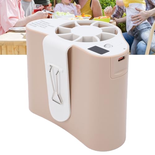Ventilador de cintura portátil premium con pantalla LED y acabado marrón claro 5