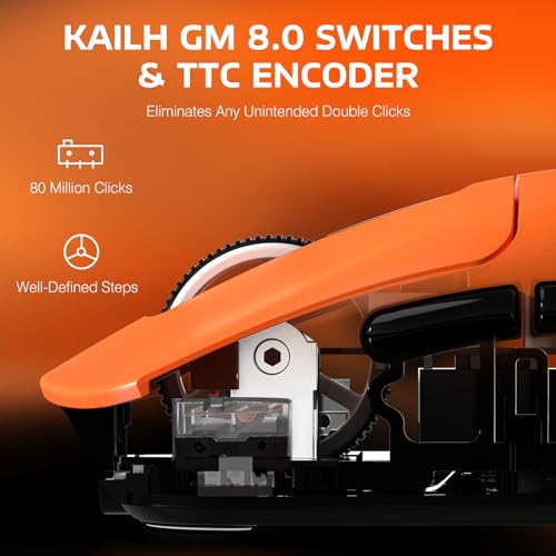 Image of ATTACK SHARK X3 Lightweight Wireless Gaming Mouse with Tri-Mode 2.4G /USB-C Wired /Bluetooth,Up to 26K DPI, PAW3395 Optical Sensor,Kailh GM8.0 Switch,5 programmable Buttons for PC /Win /Mac(Orange)