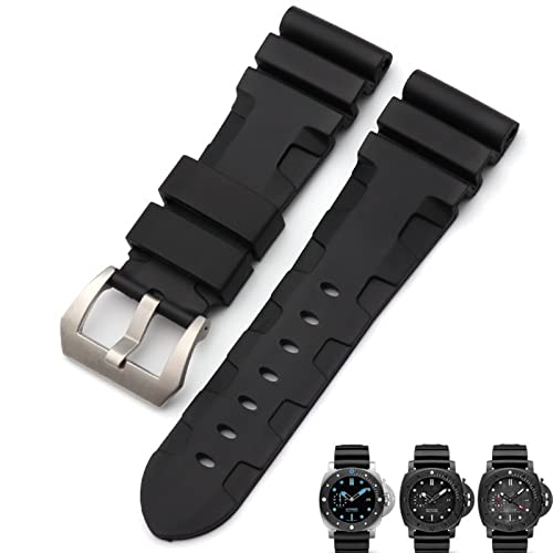 Bracelet montre en caoutchouc pour Panerai Luminor PAM441 24mm noir