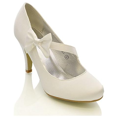 ESSEX GLAM Ivory Satin Bridal Heels Cover