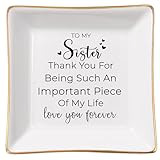 COZITED Sister Gifts, To My Sister Ring Tray Jewelry Dish, Sister Birthday Gifts for Sister Christmas Mother's Day Valentines Gift for Sisters from Sister Brother