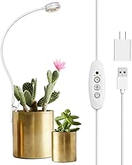 SANSI Grow Lights for Indoor Plants, Pot Clip LED Plant Lights for Indoor Growing, Full Spectrum, Plant Lamp with 4-Level Dimmable, Auto On Off 3 6 12 Hrs Timer for Succulents, Small Plant, White, 5V.