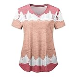 Sizoer Berufsbekleidung Damen - Kasack - Tunika Tie-Dye Bedruckt Arbeitskleidung Pflege Damen Kasack Kurzarm V-Ausschnitt Schwesternkittel Kasack Bunt Mit Taschen Laborkittel Damen Tshirt