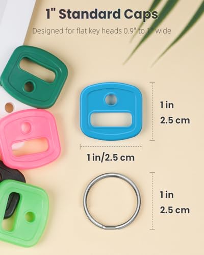Uniclife 10 Pcs Key Covers Caps, 1\" Key Identifiers with Labels, Soft Stretchy Key Covers for House Key, Cute Key Head Protectors for Standard Keys (Not for Odd-Shaped Keys), 10 Colors - Thumbnail 6