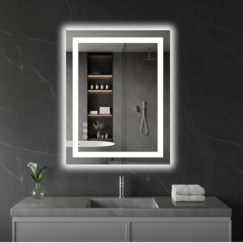 Image of Koonmi 36 inchx24 inch LED Mirror for Bathroom, 90CRI Anti-Fog Vanity Mirror with Front and Backlight, Shatter-Proof Wall Mirror with Light, Easy Install Lighted Mirror for Modern Bathroom (IP65)