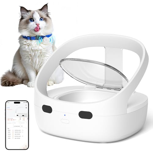 RFID Automatic Cat Feeder, Pet Feeder for Multiple Cats, No More Food Stealing, Works with Wet & Dry Diets + Ice Pack, Track Eating History & Schedule Meals, Easy-to-Clean Food Dispenser