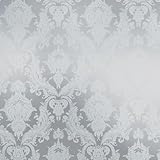 Tempaper Textured Metallic Silver Damsel Removable Peel and Stick Damask Wallpaper, 20.5 in X 16.5 ft, Made in The USA