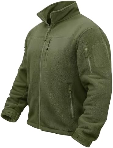 TACVASEN Mens Fleece Jacket Full Zip Tactical Military Warm Coat Winter