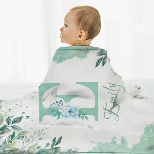 Image of Personalized Baby Blanket with Name, Custom Name Blanket for Kids Soft Flanne Blankets in Easter Personalized Baby Gifts for Infant Newborn Shower (Blue)