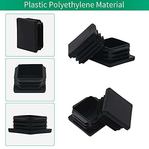 Image of 1.25 inch 1 1 /4 Square Tubing End Cap Plastic Plugs 12 Pack, 1.25 Inch Tube End Cap 1 1 /4 Black Square Plug 1.25 inchx1.25 inch Fence Post Pipe Cap 1.25x1.25 Inch Tubing Insert