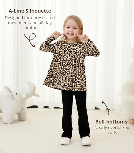Image of Toddler Girls' Clothes-Viscose from Bamboo, Long Sleeve Ruffle Top with Pant Sets for Kids 2Pcs Fall Outfits 2T-6Y