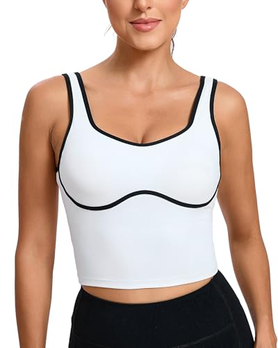 RUNNING GIRL Sports Bras for Women,Longline Workout Crop Tank Tops Padded with Built in Shelf Padded Sports Bra