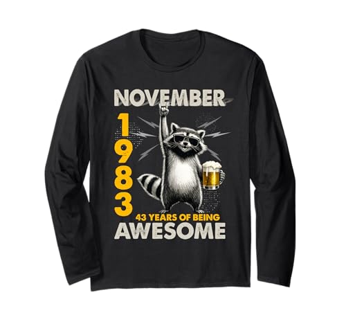 43rd Birthday Raccoon November 1983 Vintage 43 Years Old ����T�V���c