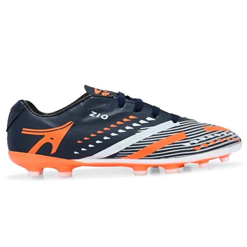 Image of PRO ASE SPORT Football Shoes with Rubber Studs - Ideal for Hard & Artificial Turf Surfaces | Orange, Black, Golden.
