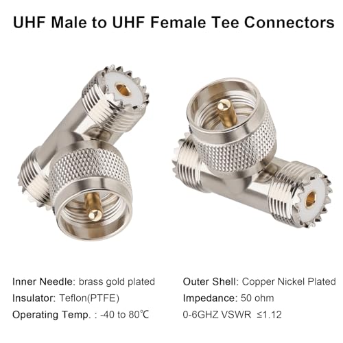 Adaptador T-Conector UHF Macho a Hembra, Pack 2 Pzs miniatura 3