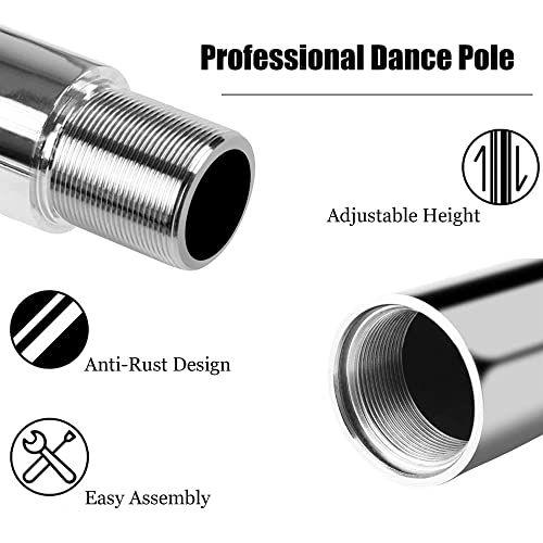 Pole Dance Dansstang, roestvrij staal, 45 mm, statisch en draaibaar, van 2,23 m - 2,74 m in hoogte verstelbaar, zonder… - Afbeelding 3