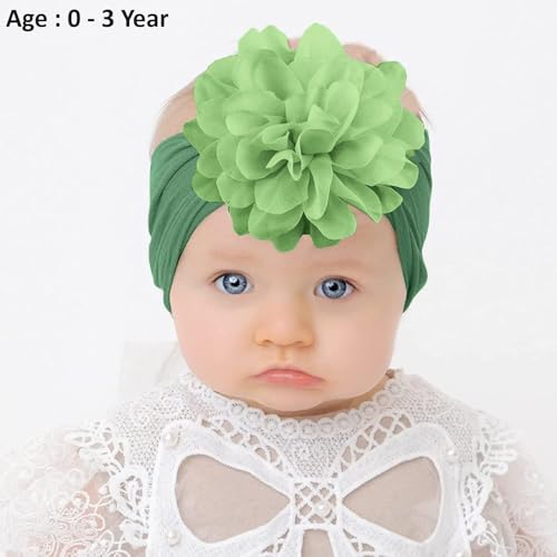 Image of SYGA PACK OF 6Headbands Nylon Flower Soft Stretchable Hairband for Newborn Infant Toddler Kids For 0-3 Year (Multicolor)
