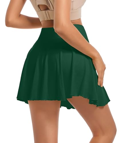 YOAKAKU Pleated Tennis Skater Skirts for Women with Pocket Shorts Flowy Golf Athletic Skort Sports Mini Skirt2
