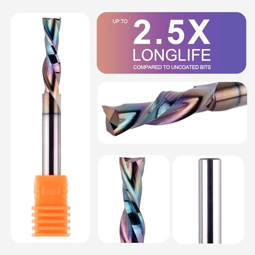 Image of SpeTool 1 /4 Inch Shank Downcut Spiral Router Bit 1 /4 Inch Cutting Diameter 1 inch Cutting Length with Extra Long Life Coating CNC Router Bits End Mill for Woodwork Mortise Slot