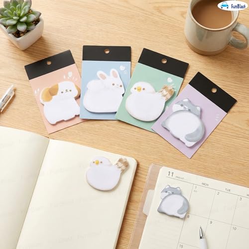 Image of FunBlast Cute Animals Sticky Notes, 4 Sheets - 120 Sticky Notes, Sticky Pad for Study, Point It Marker Stationery Items, Self-Adhesive Memo Pad, Planners and Memo Sticker (Animal Hug)